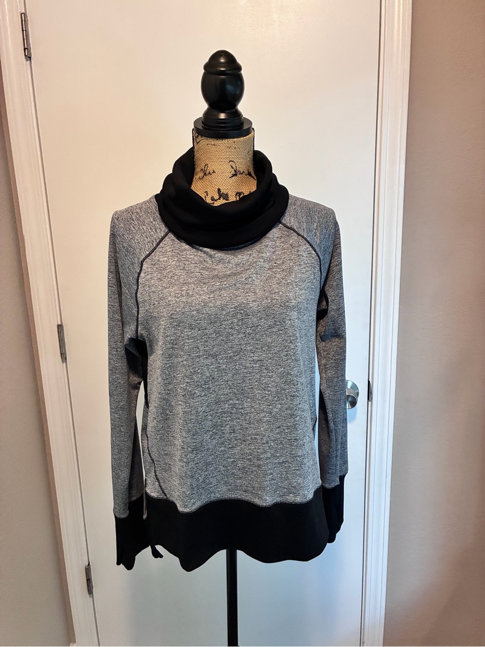 Victoria's Secret Grey Cowl Neck Pullover with Black Trim